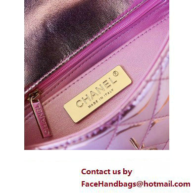 chanel Mirror Calfskin, Calfskin  &  Gold-Tone Metal Backpack Bag  &  Star Coin Purse AS4649 Metallic Light Purple 2024